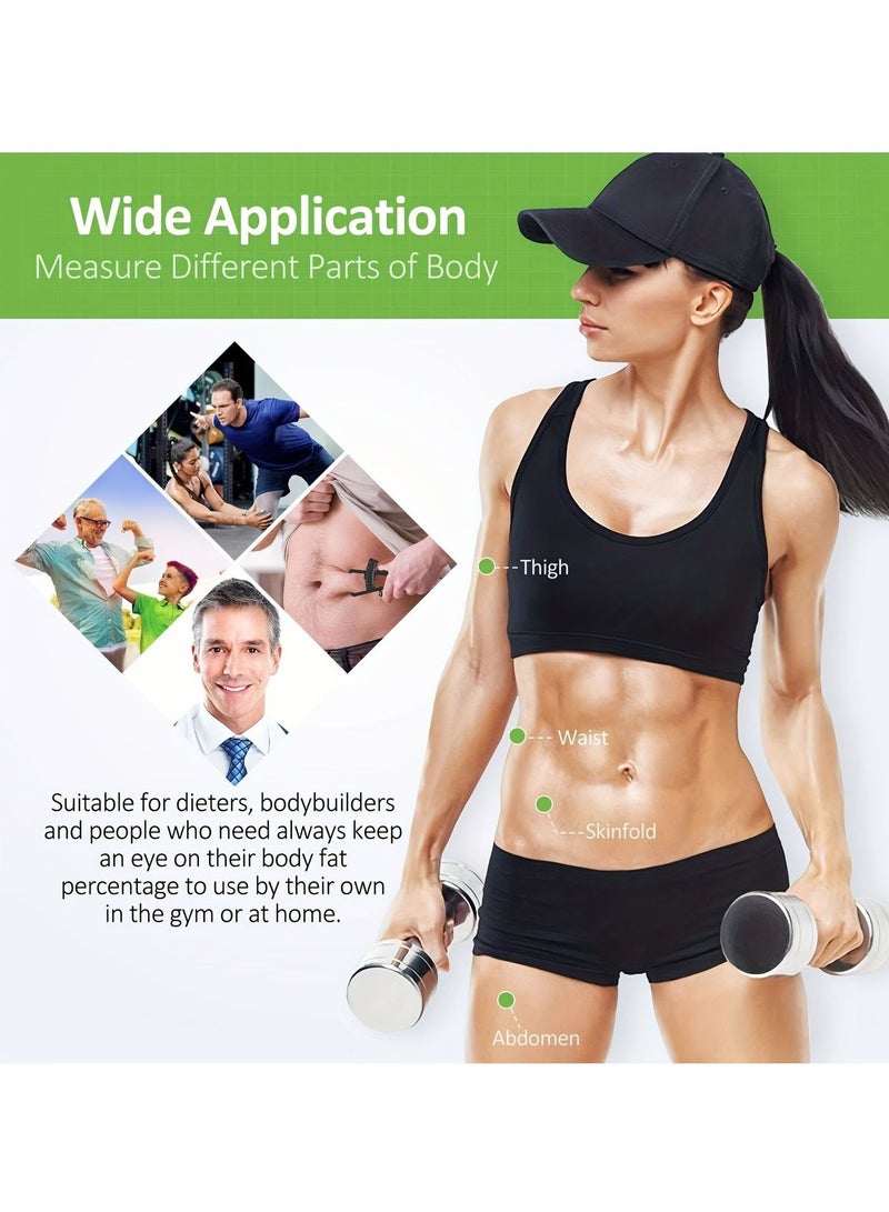 جهاز قياس نسبة دهون الجسم ٢ قطعة — أداة فحص طيات الجلد بدقة مع مخطط لقياس الدهون للرجال والنساء - Image 4